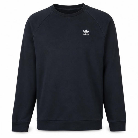 Adidas Men's Black Small Crew Neck Cotton Blend Logo Sweatshirt