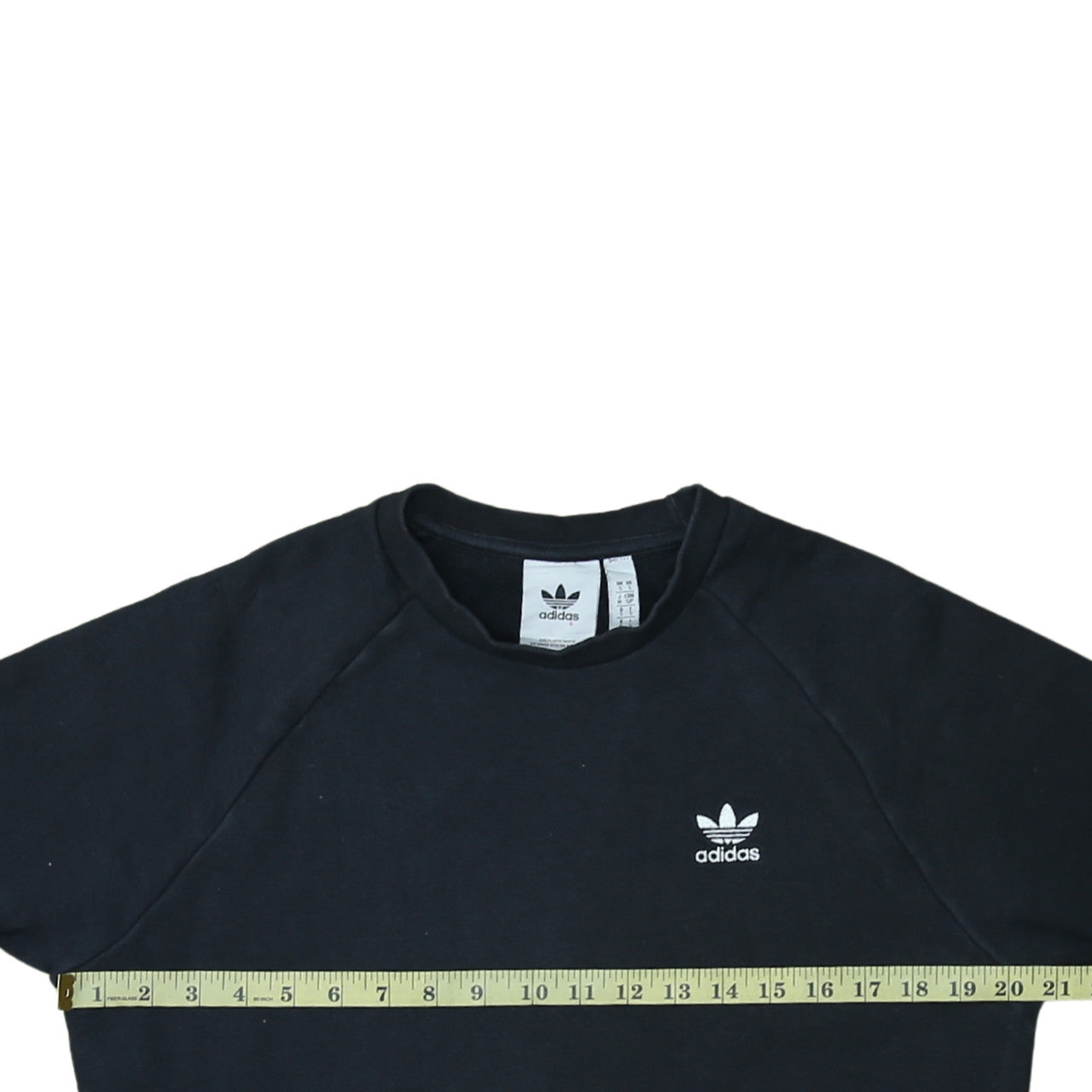 Adidas Men's Black Small Crew Neck Cotton Blend Logo Sweatshirt