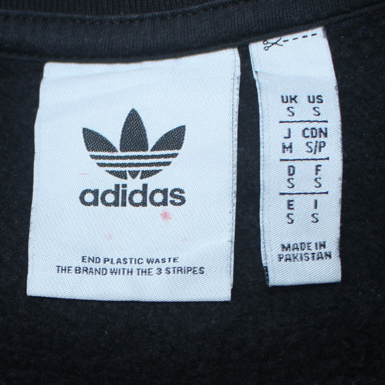 Adidas Men's Black Small Crew Neck Cotton Blend Logo Sweatshirt