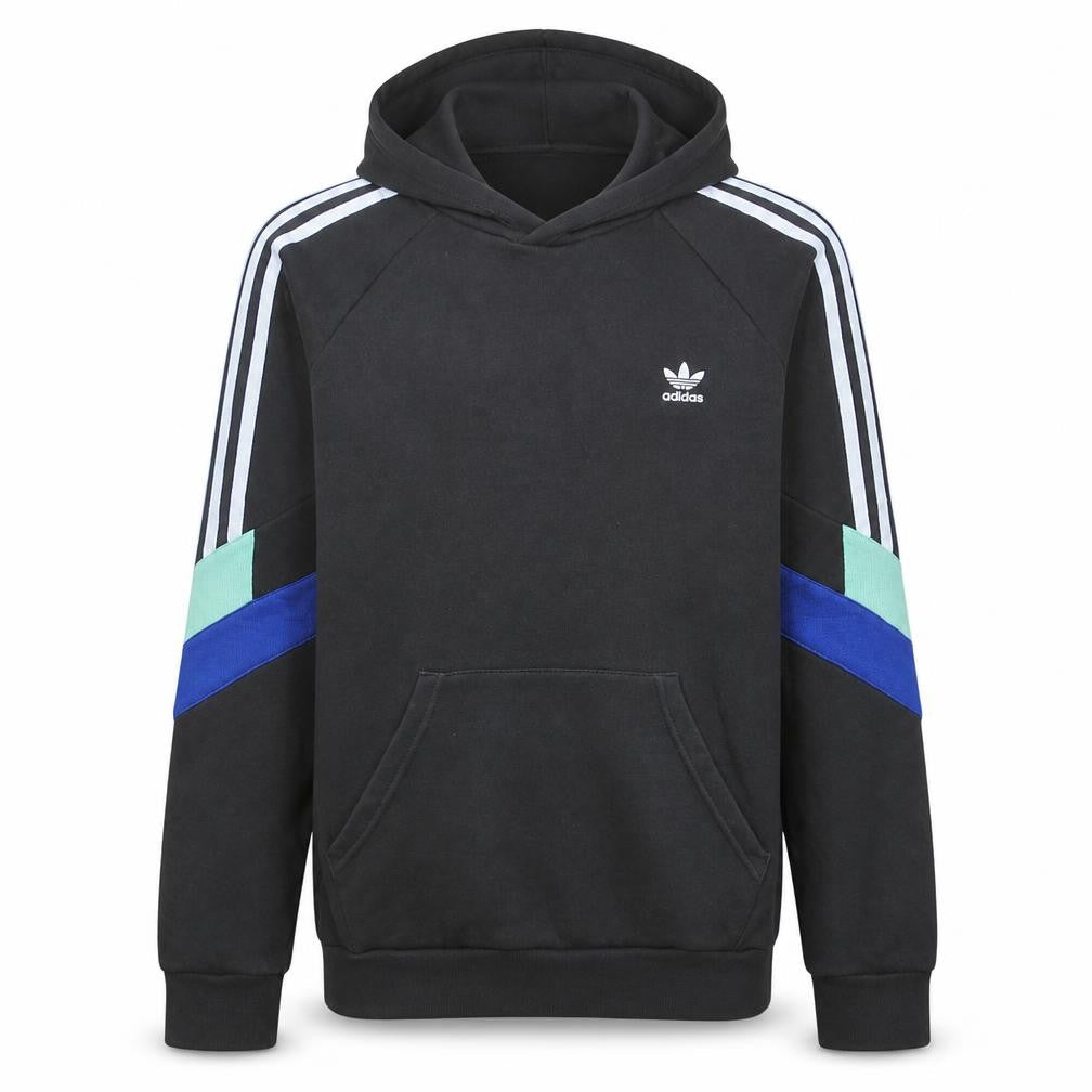 Adidas Boys Black Colourblock Pullover Hoodie Size 14-15 Years