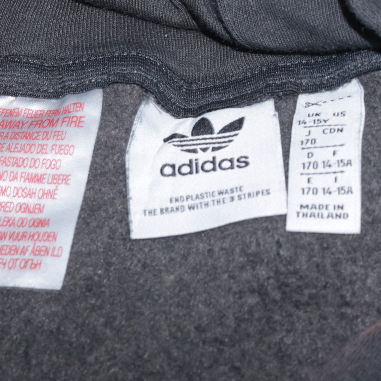 Adidas Boys Black Colourblock Pullover Hoodie Size 14-15 Years