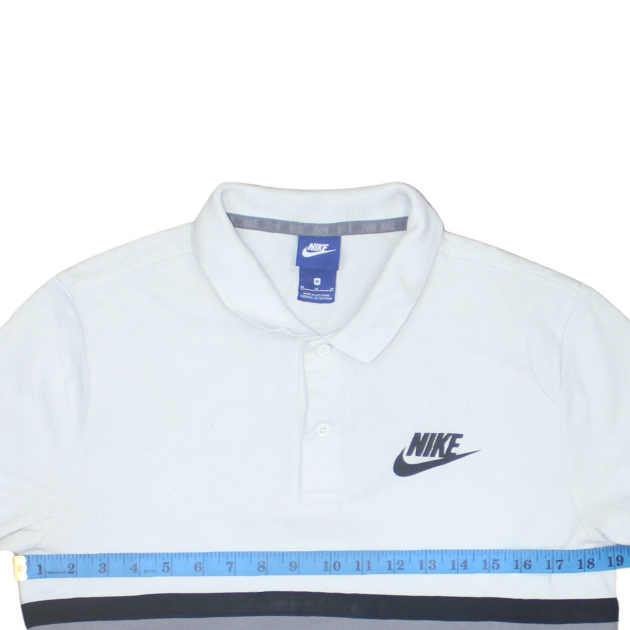 Nike Men's White Colourblock Cotton Polo Shirt Size M