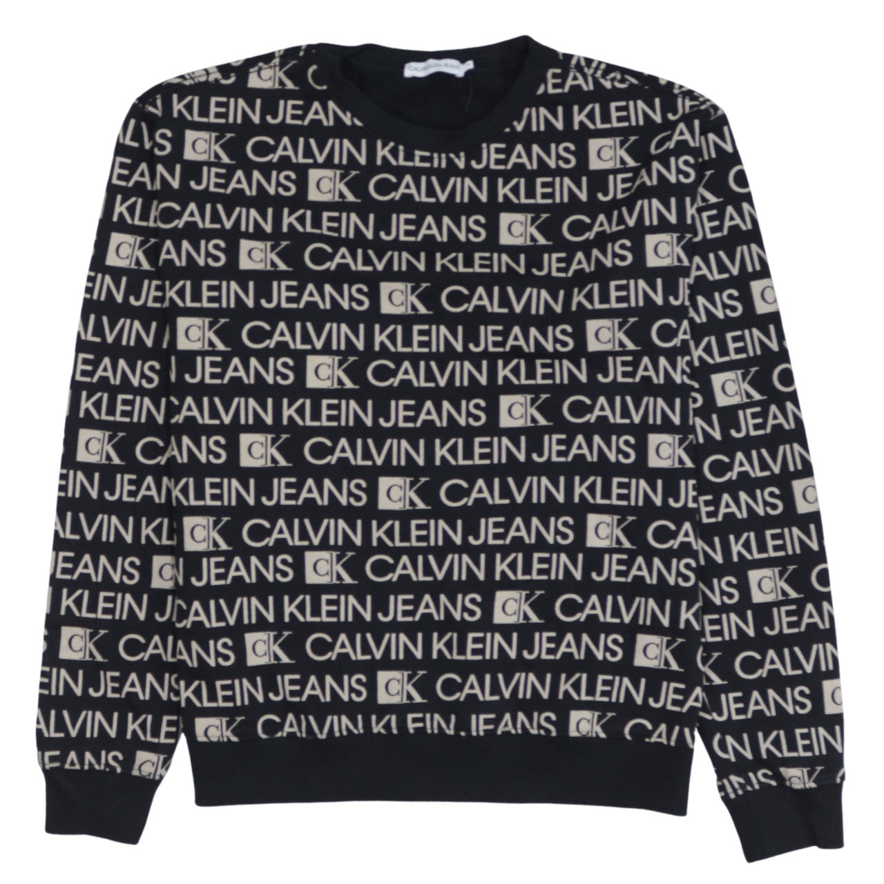 Calvin Klein Jeans Womens Black Logo Print Cotton Sweatshirt Size 14