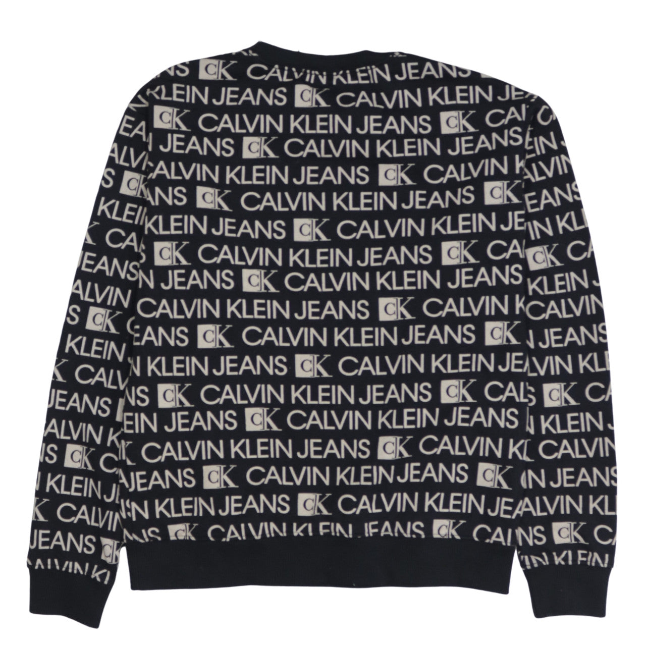 Calvin Klein Jeans Womens Black Logo Print Cotton Sweatshirt Size 14