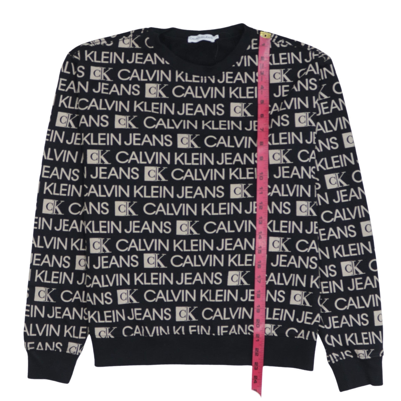 Calvin Klein Jeans Womens Black Logo Print Cotton Sweatshirt Size 14