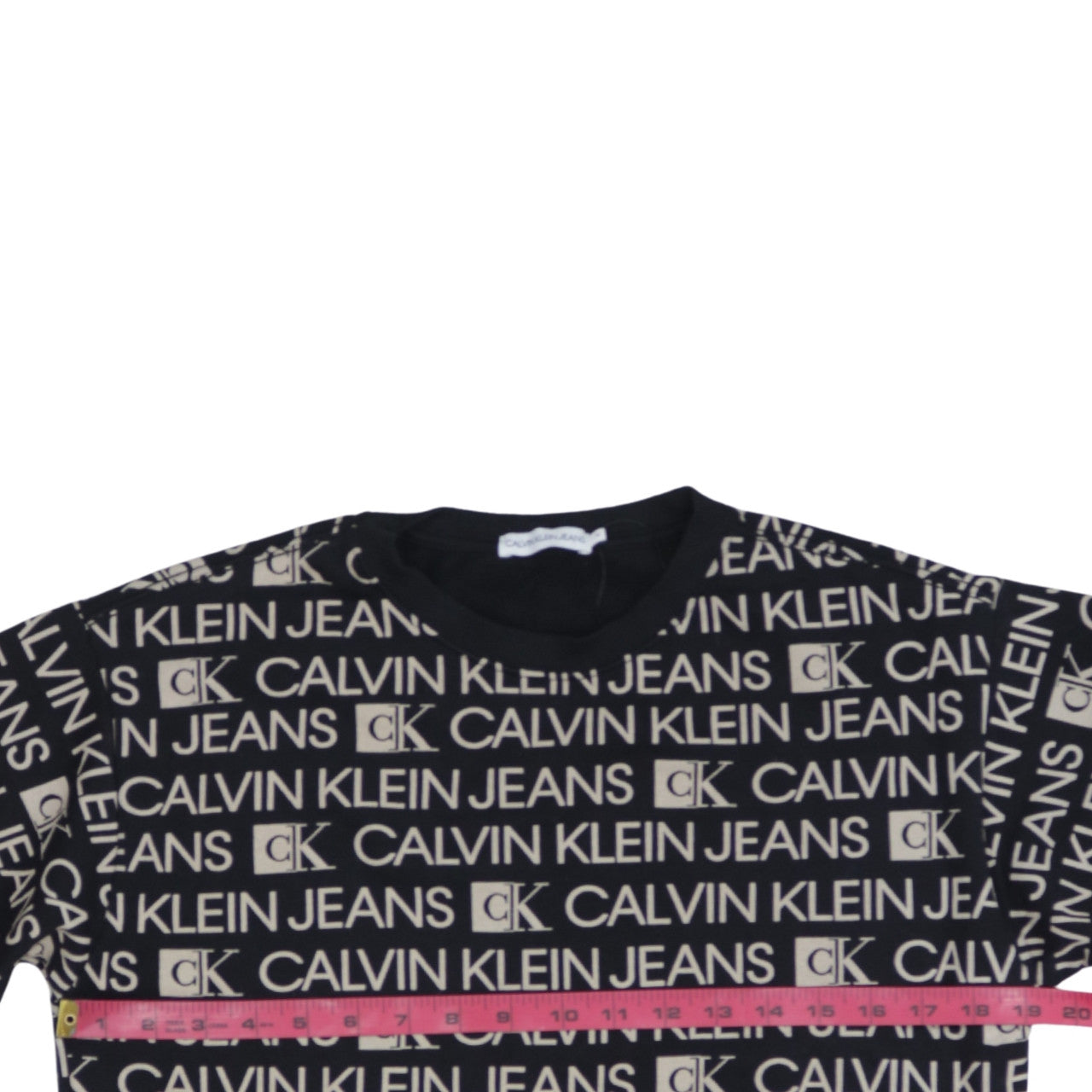 Calvin Klein Jeans Womens Black Logo Print Cotton Sweatshirt Size 14