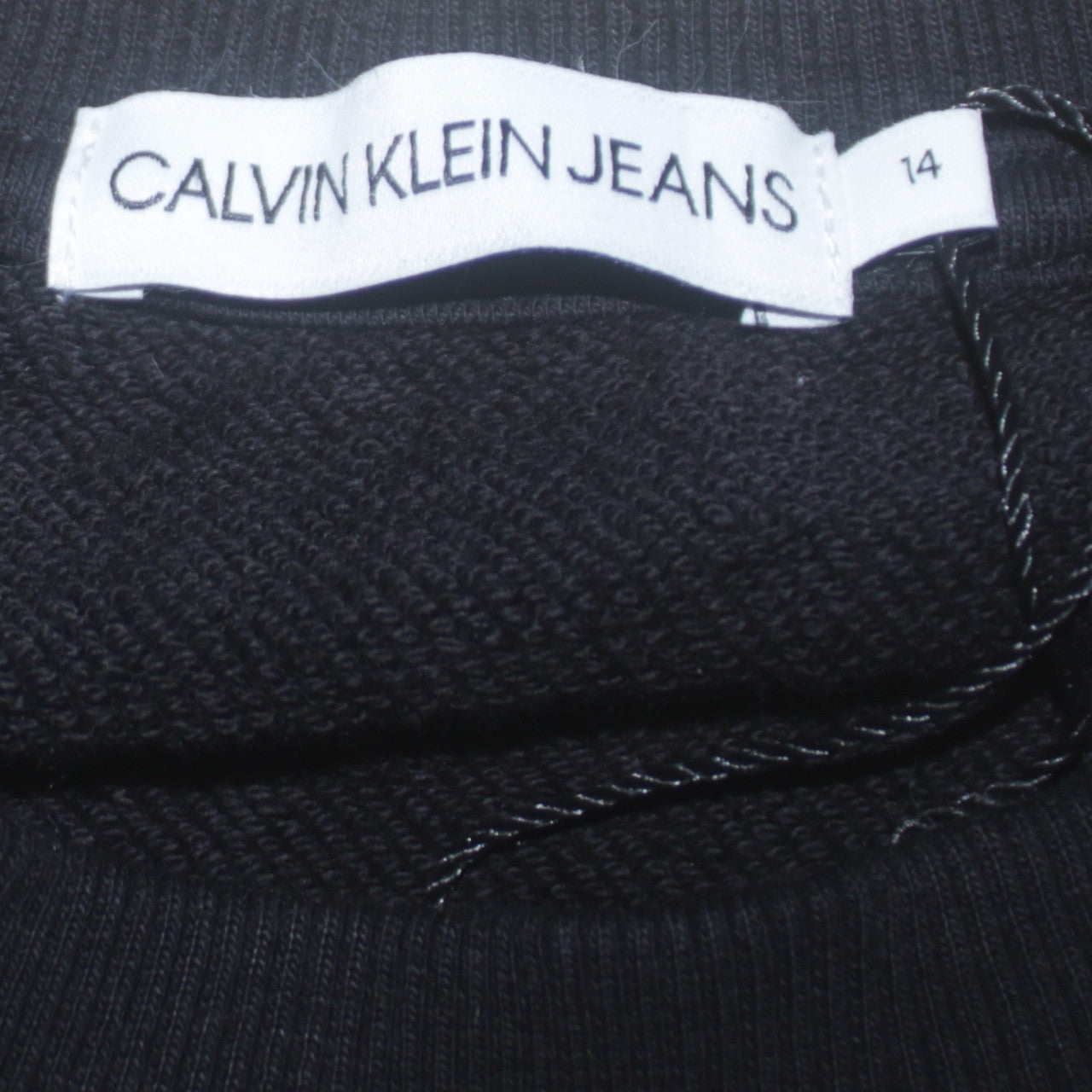 Calvin Klein Jeans Womens Black Logo Print Cotton Sweatshirt Size 14