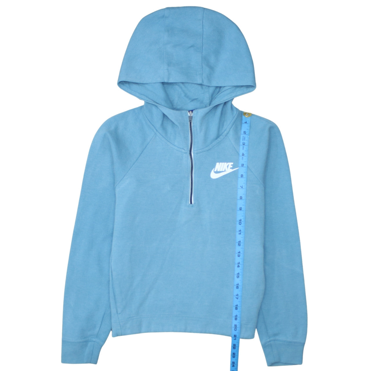 Nike Womens Blue 1/2 Zip Hooded Pullover Sweatshirt Size M