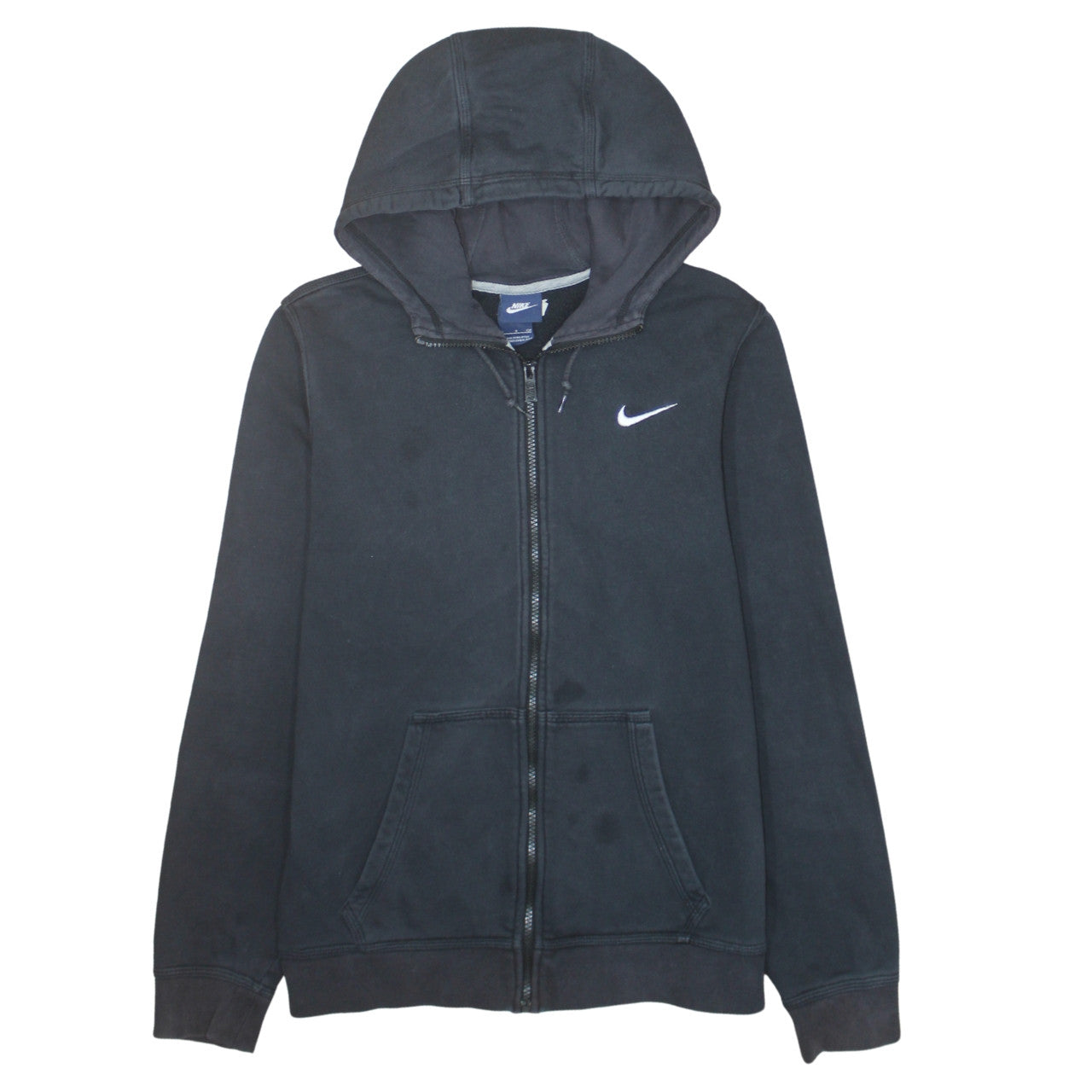 Nike Men's Black Full Zip Hoodie Small Logo Fleece Sweatshirt