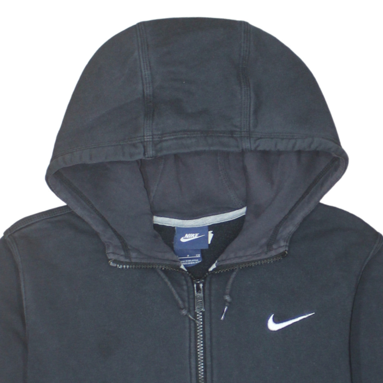 Nike Men's Black Full Zip Hoodie Small Logo Fleece Sweatshirt
