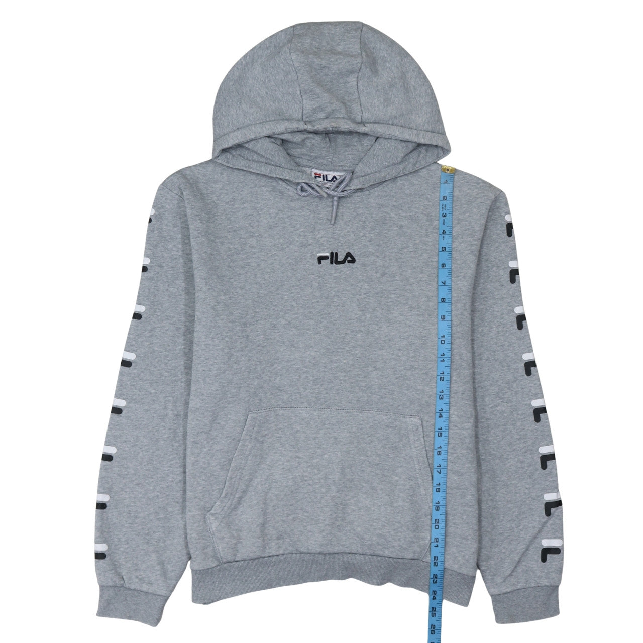Fila Men's Grey Pullover Hoodie M Regular Fit Logo Sportswear