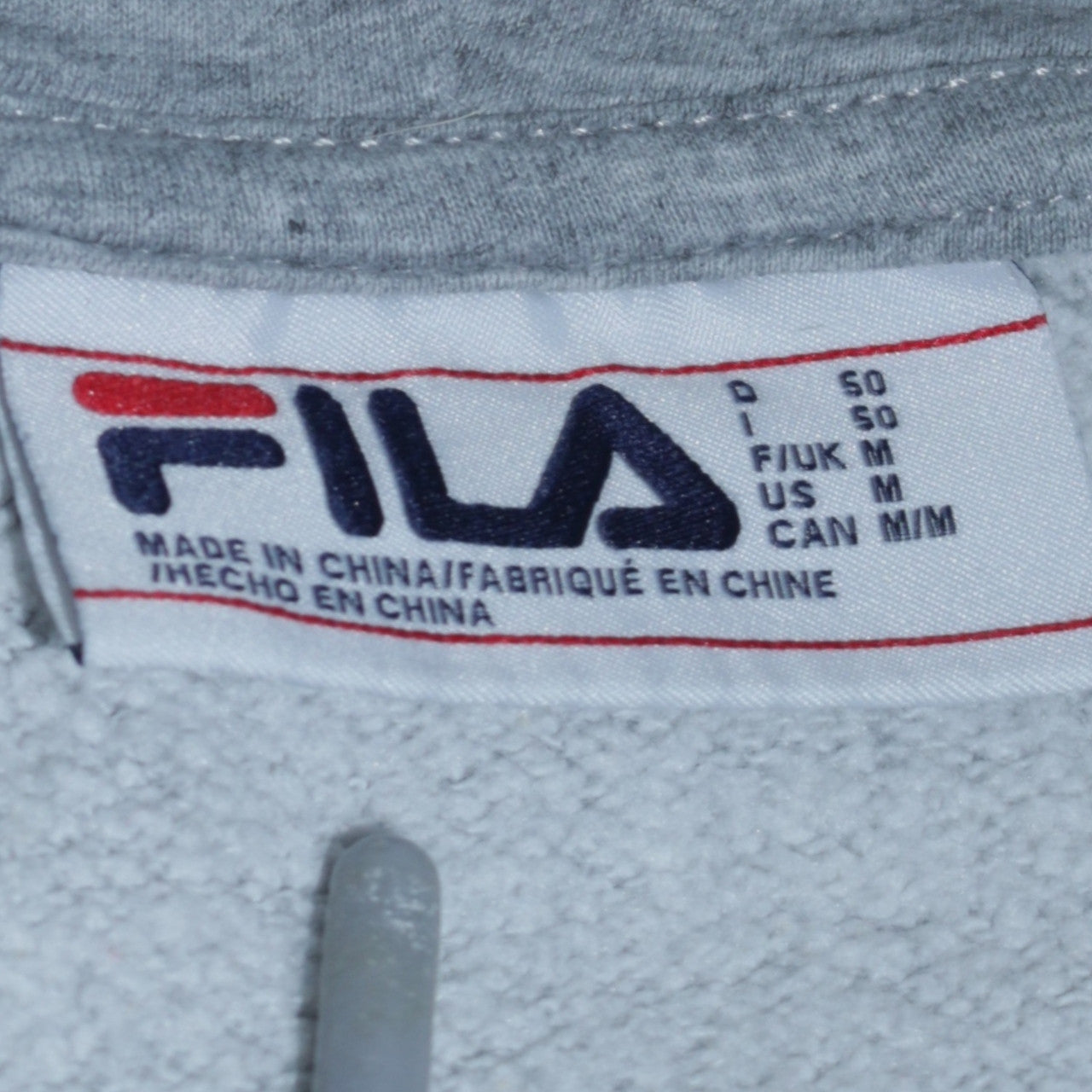 Fila Men's Grey Pullover Hoodie M Regular Fit Logo Sportswear