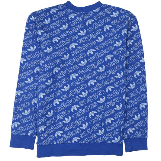 Adidas Men's Blue Graphic Logo Pullover Sweatshirt Size S