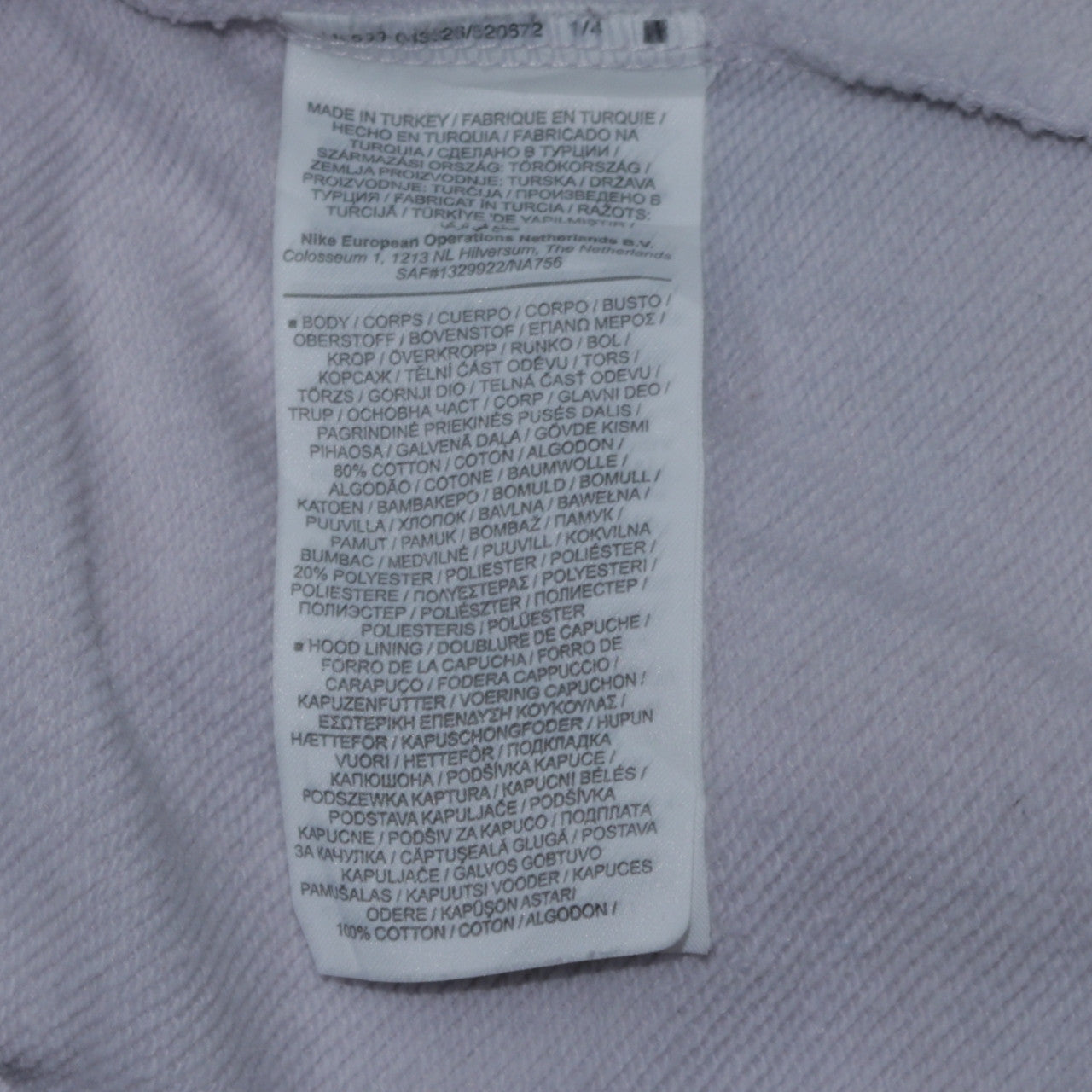 Nike Women’s White XS Pullover Hoodie Cotton Blend Drawstring