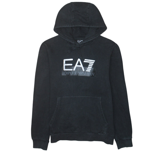 Emporio Armani EA7 Men's Black Pullover Hoodie L Logo Design