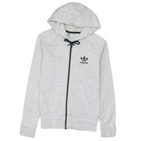 Adidas Women Grey Full Zip Hoodie Size 8 Hooded Sweatshirt