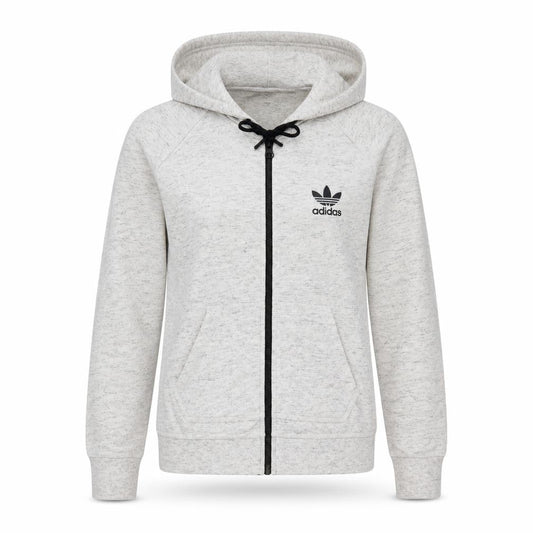 Adidas Women Grey Full Zip Hoodie Size 8 Hooded Sweatshirt