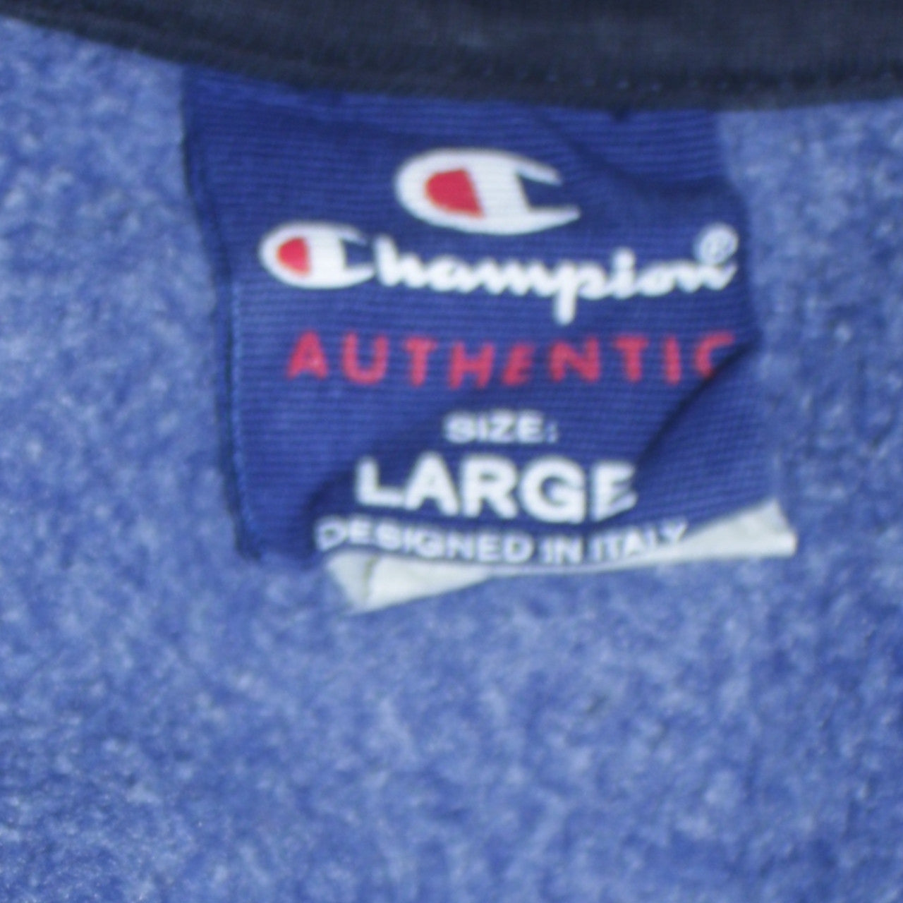 Champion Men's Blue Pullover Hoodie Large Graphic Logo Fleece