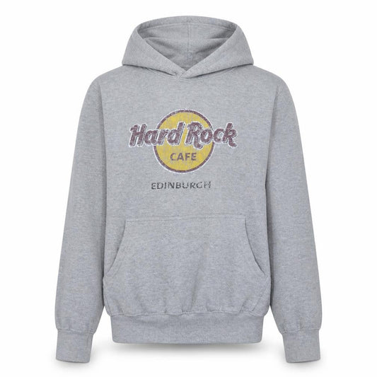 Hard Rock Cafe Edinburgh Men's Grey Pullover Hoodie Medium