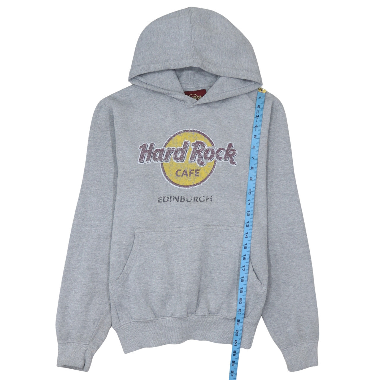 Hard Rock Cafe Edinburgh Men's Grey Pullover Hoodie Medium