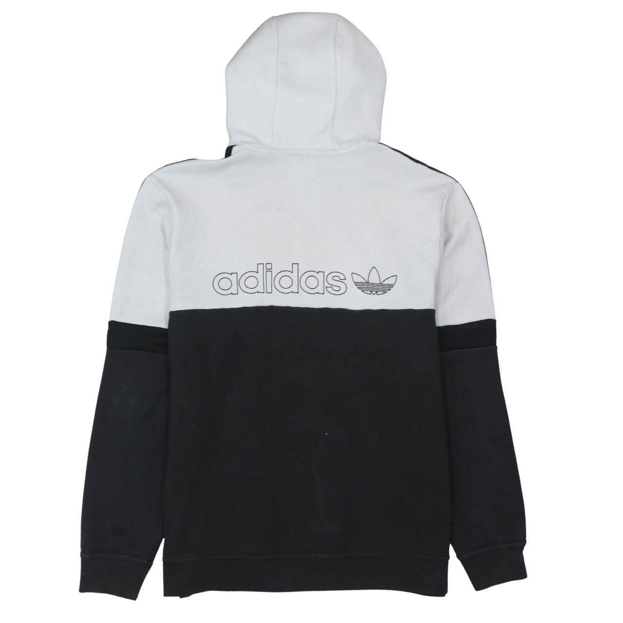 adidas Men Black White Pullover Hoodie L Logo Graphic Sportswear