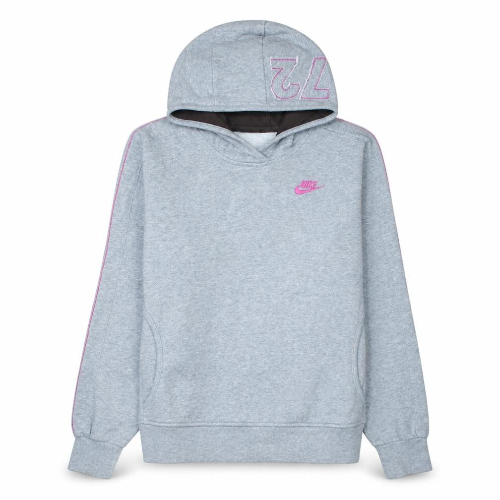 Nike Women Grey L Pullover Hoodie Sweatshirt With Wing Logo