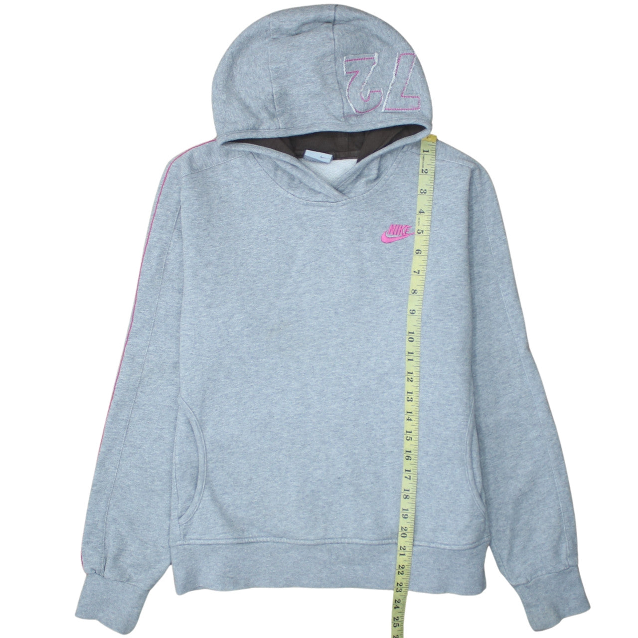 Nike Women Grey L Pullover Hoodie Sweatshirt With Wing Logo