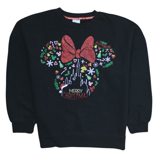 Disney Women’s Black Minnie Mouse Christmas Sweatshirt Size M