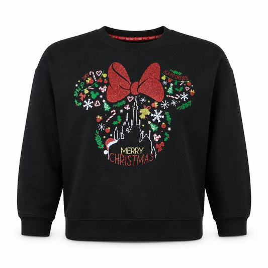 Disney Women’s Black Minnie Mouse Christmas Sweatshirt Size M