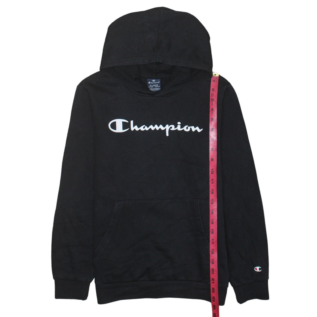 Champion Boys Black Pullover Hoodie 13-14 Years Logo Fleece Sweatshirt