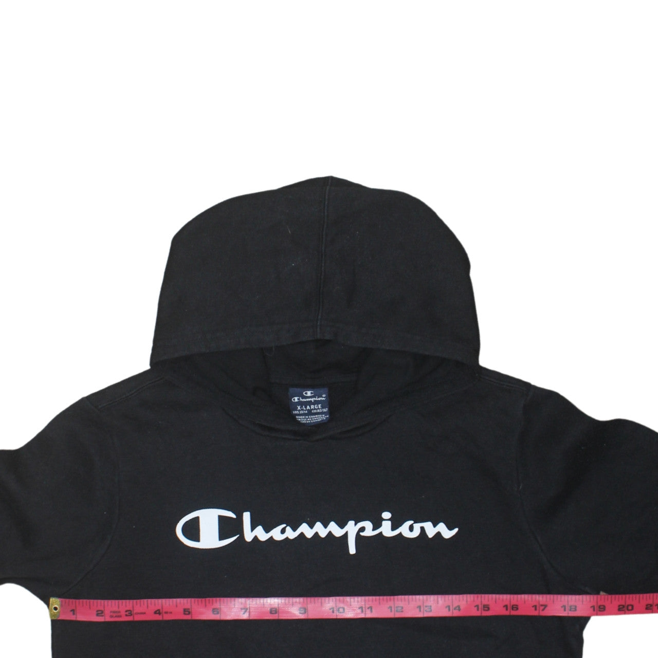 Champion Boys Black Pullover Hoodie 13-14 Years Logo Fleece Sweatshirt