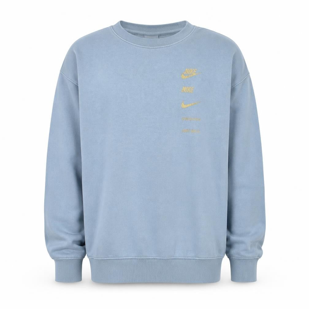 Nike Mens Grey Small Crew Neck Pullover Sweatshirt with Gold Logo