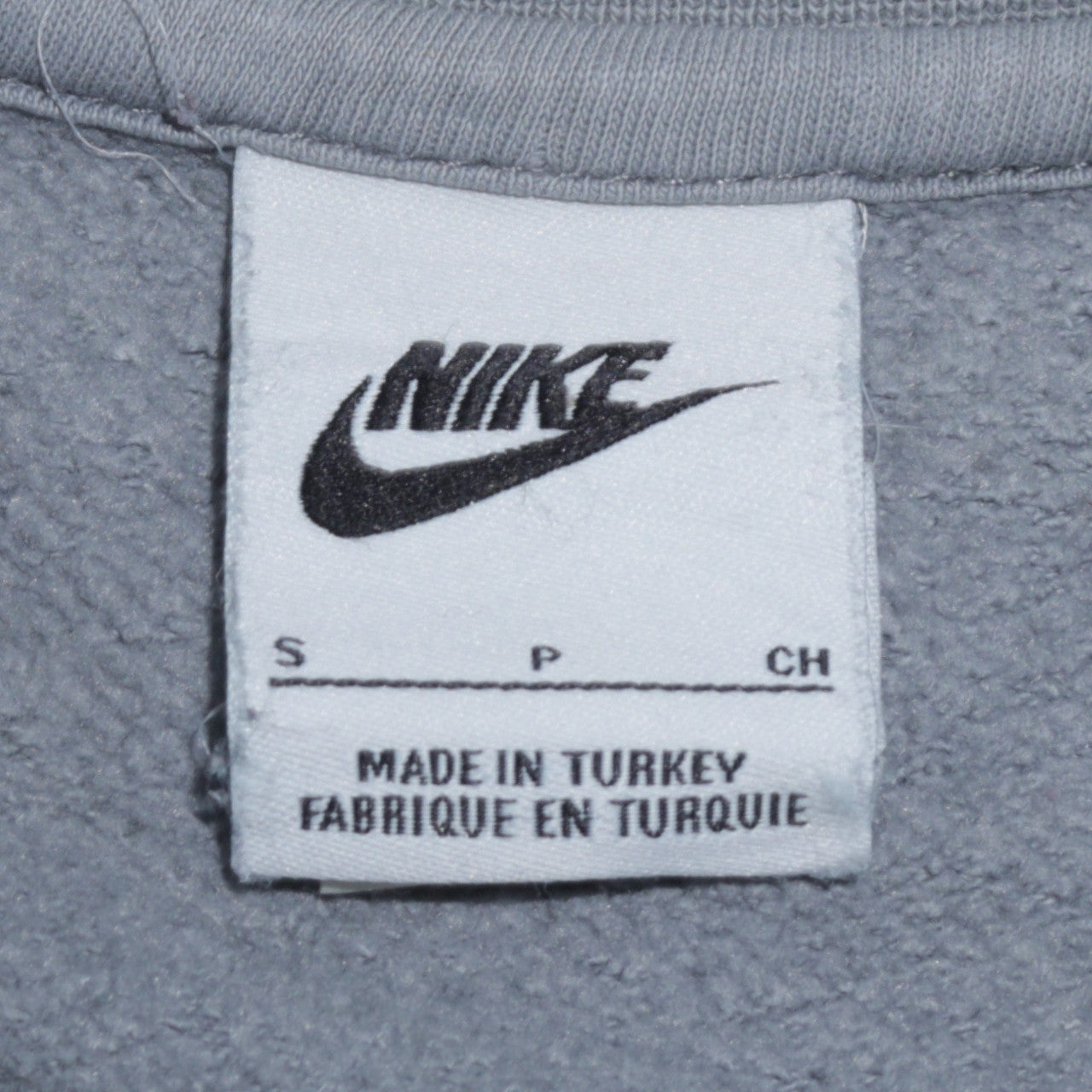 Nike Mens Grey Small Crew Neck Pullover Sweatshirt with Gold Logo