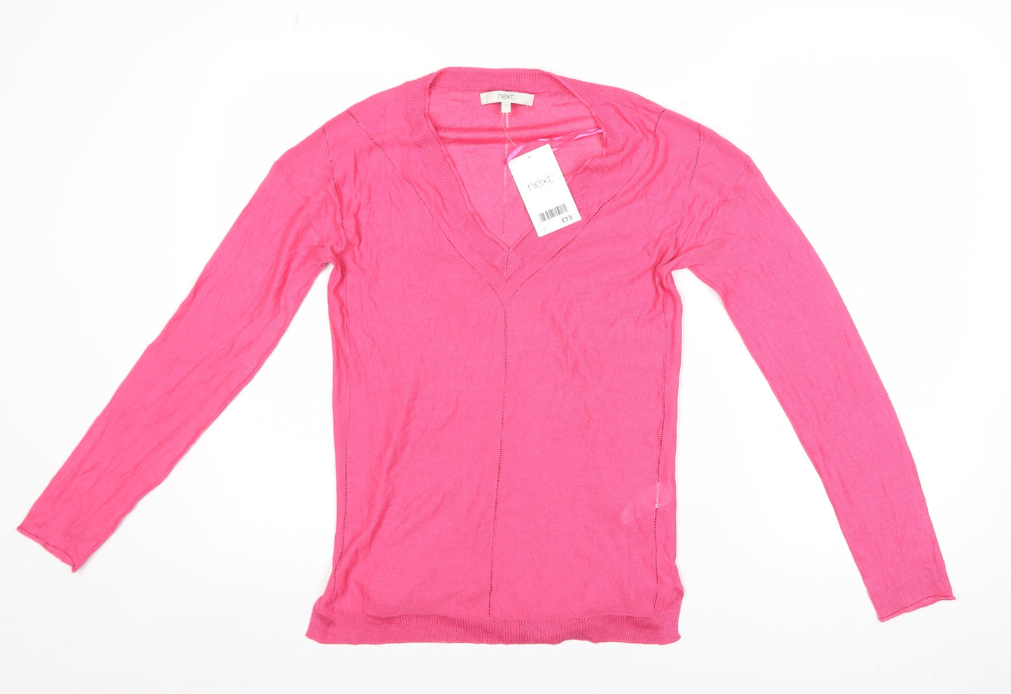 Next Women's Pink V-Neck Long Sleeve Pullover Jumper Size 8