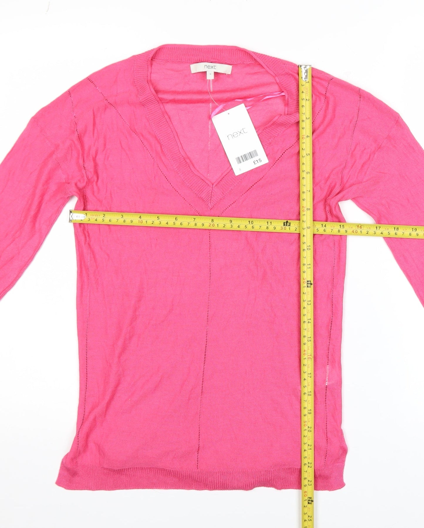 Next Women's Pink V-Neck Long Sleeve Pullover Jumper Size 8