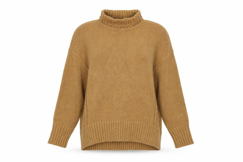 French Connection Women Camel Wool Blend Roll Neck Jumper Size S