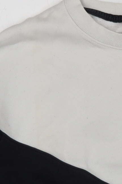 Nike Women Black & Beige Colourblock Cropped Pullover Sweatshirt Size S