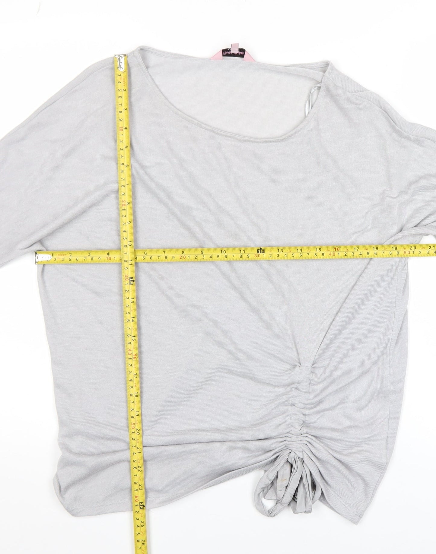 Phase Eight Women Grey 3/4 Sleeve Ruched Tunic Top Size 16