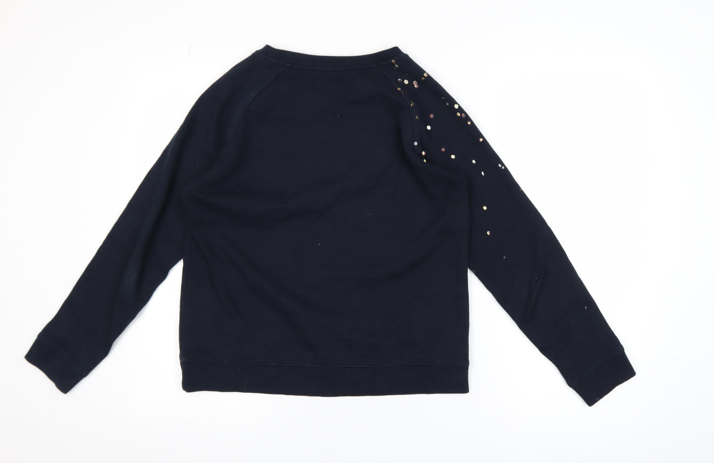 Hush Womens Navy Sequin Pullover Sweatshirt XS