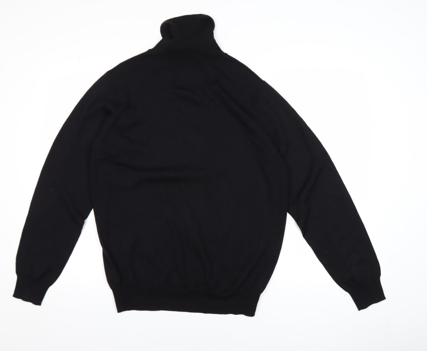Simon Carter Men's Black Merino Wool Roll Neck Jumper L
