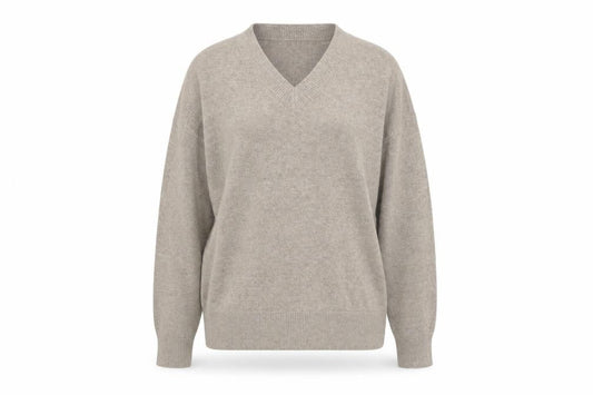 Marks & Spencer Women Beige Wool Blend V-Neck Jumper M