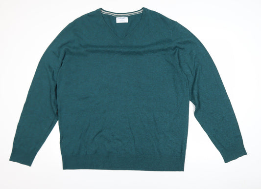 Old Navy Men’s Green V-Neck Jumper 2XL Cotton Blend Pullover