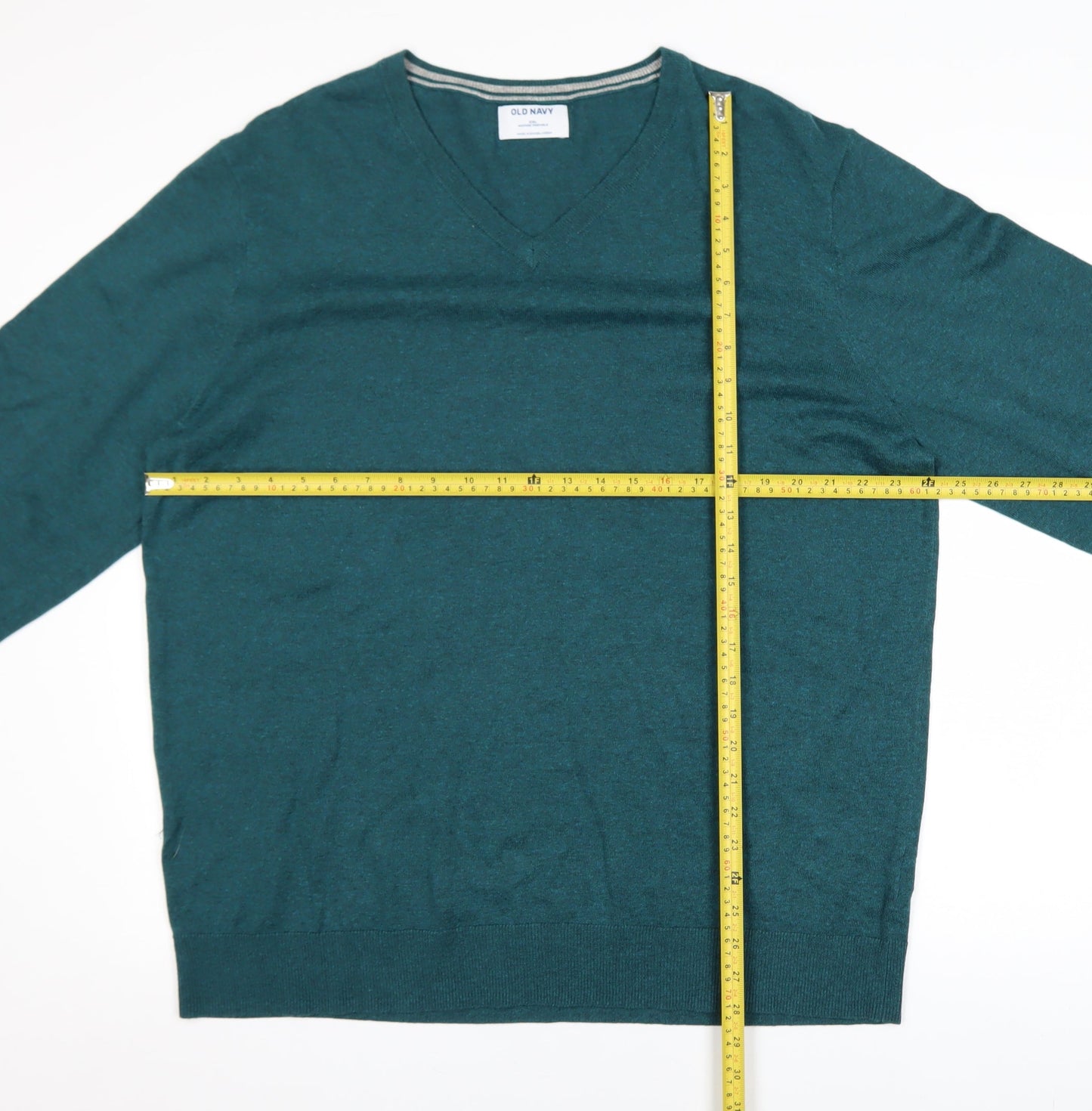 Old Navy Men’s Green V-Neck Jumper 2XL Cotton Blend Pullover