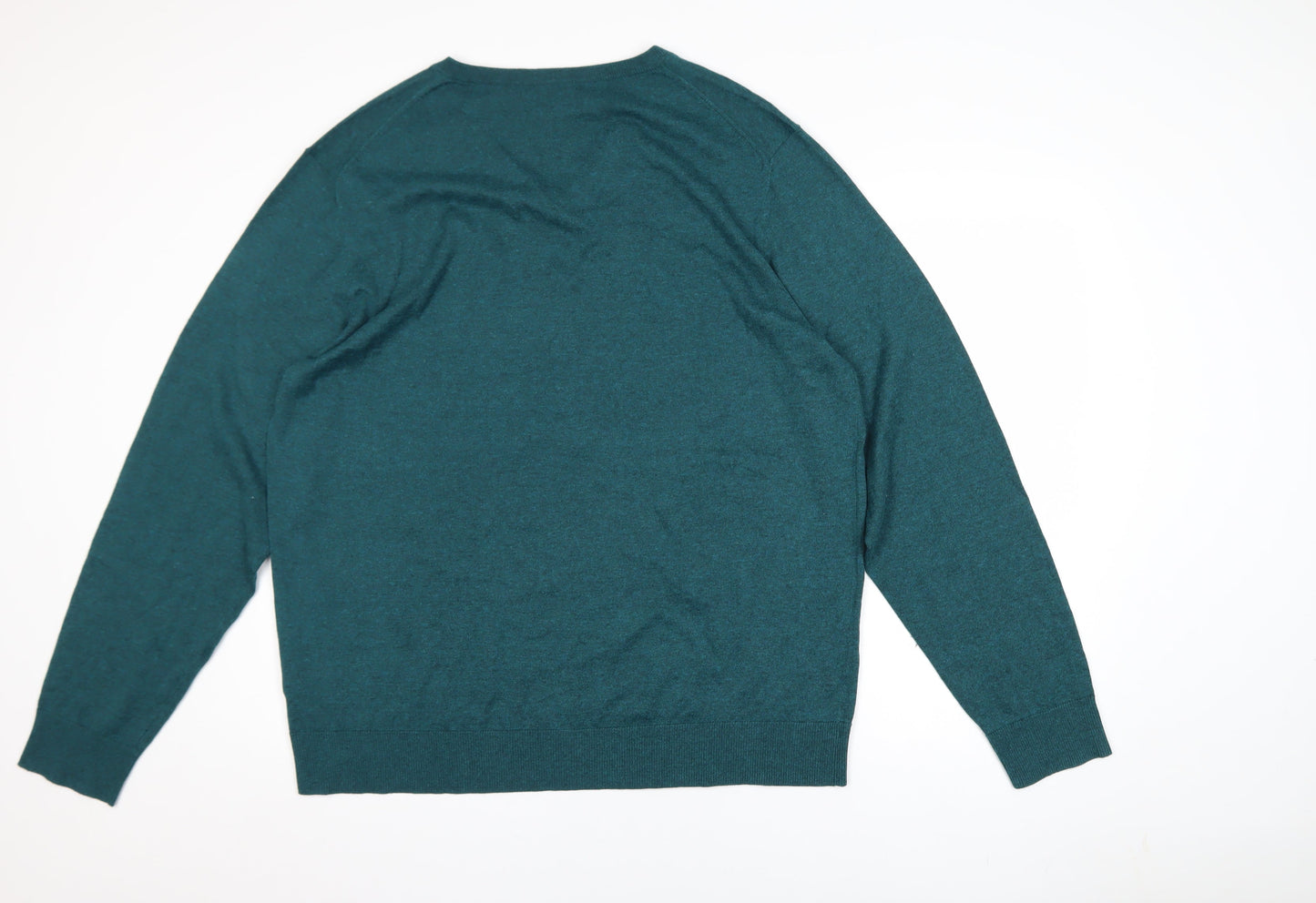 Old Navy Men’s Green V-Neck Jumper 2XL Cotton Blend Pullover