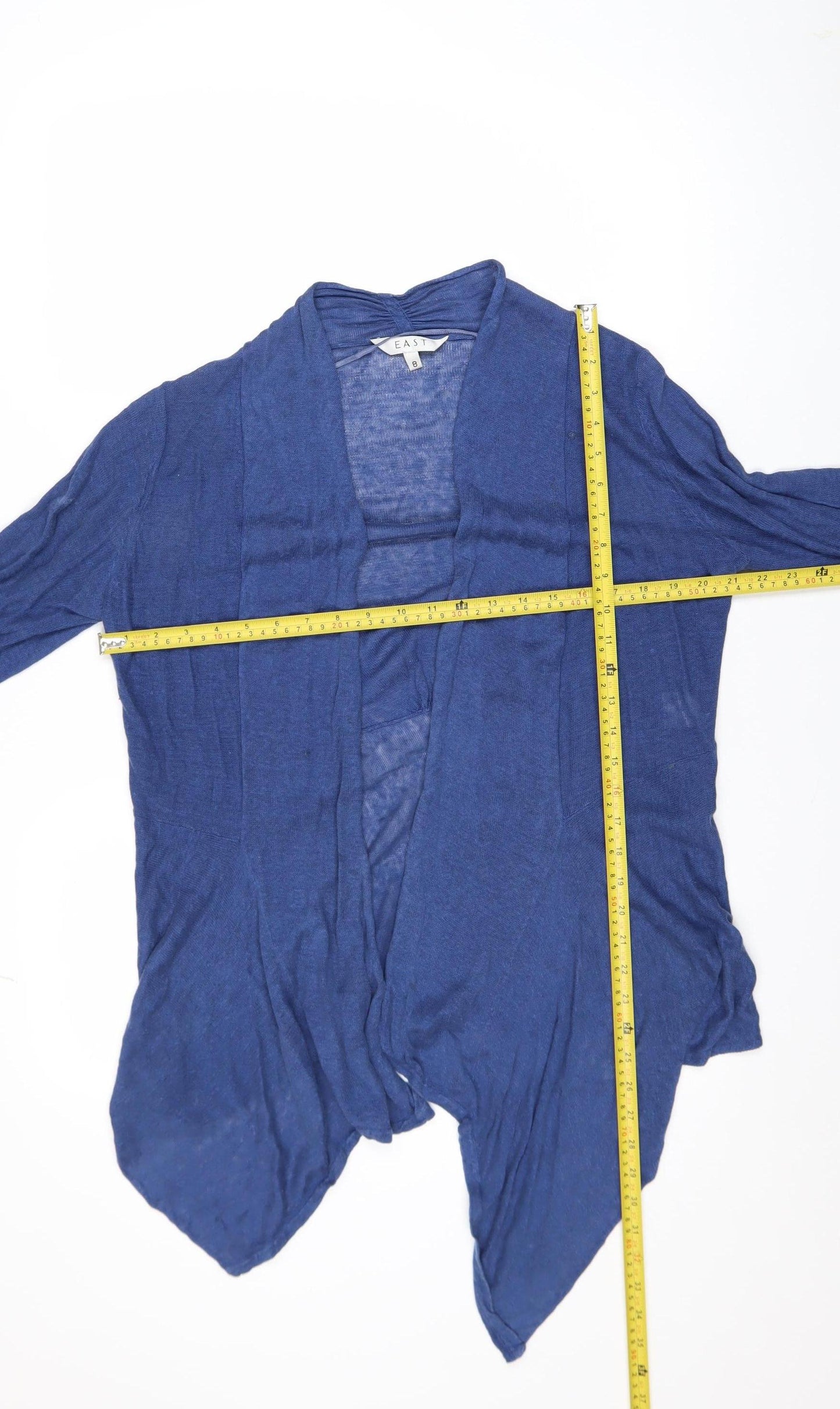 EAST Women's Blue Linen Lightweight Open Front Cardigan Size 8