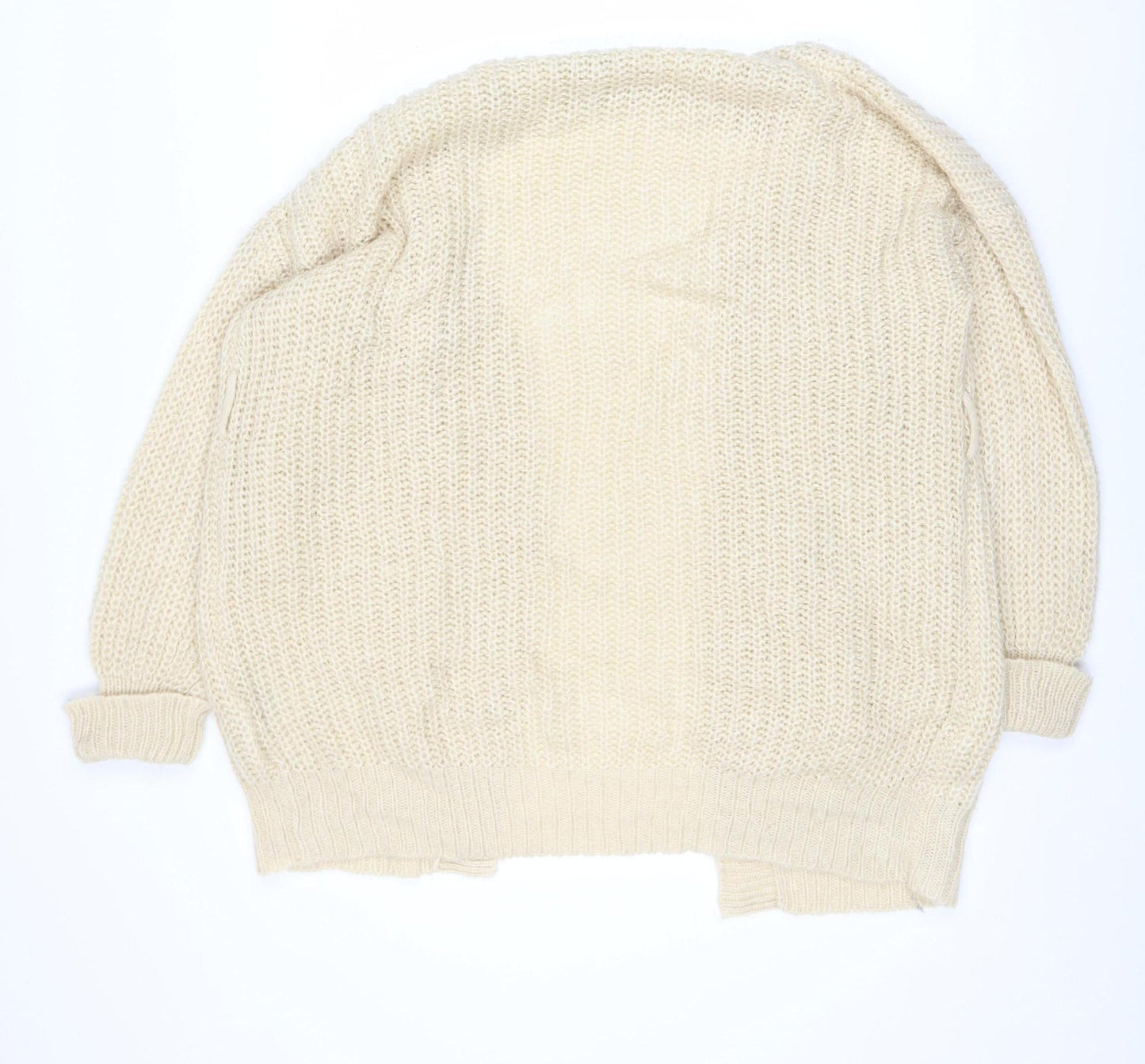 Brave Soul Women’s Beige Chunky Knit Open Front Cardigan Size M
