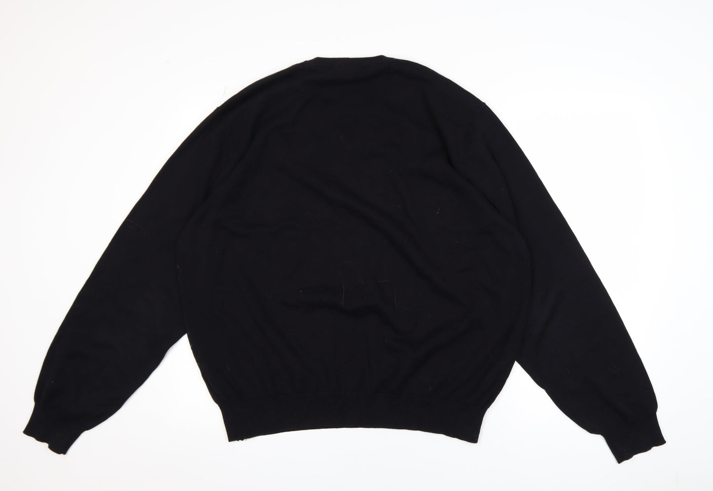 Van Heusen Men's Black 2XL V-Neck Argyle Cotton Jumper