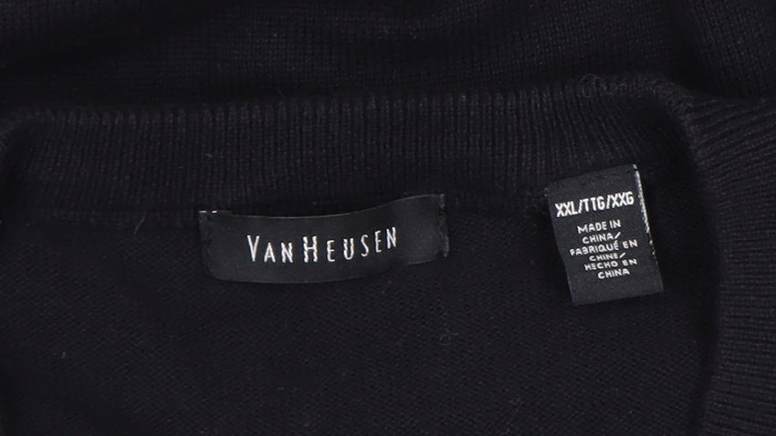 Van Heusen Men's Black 2XL V-Neck Argyle Cotton Jumper