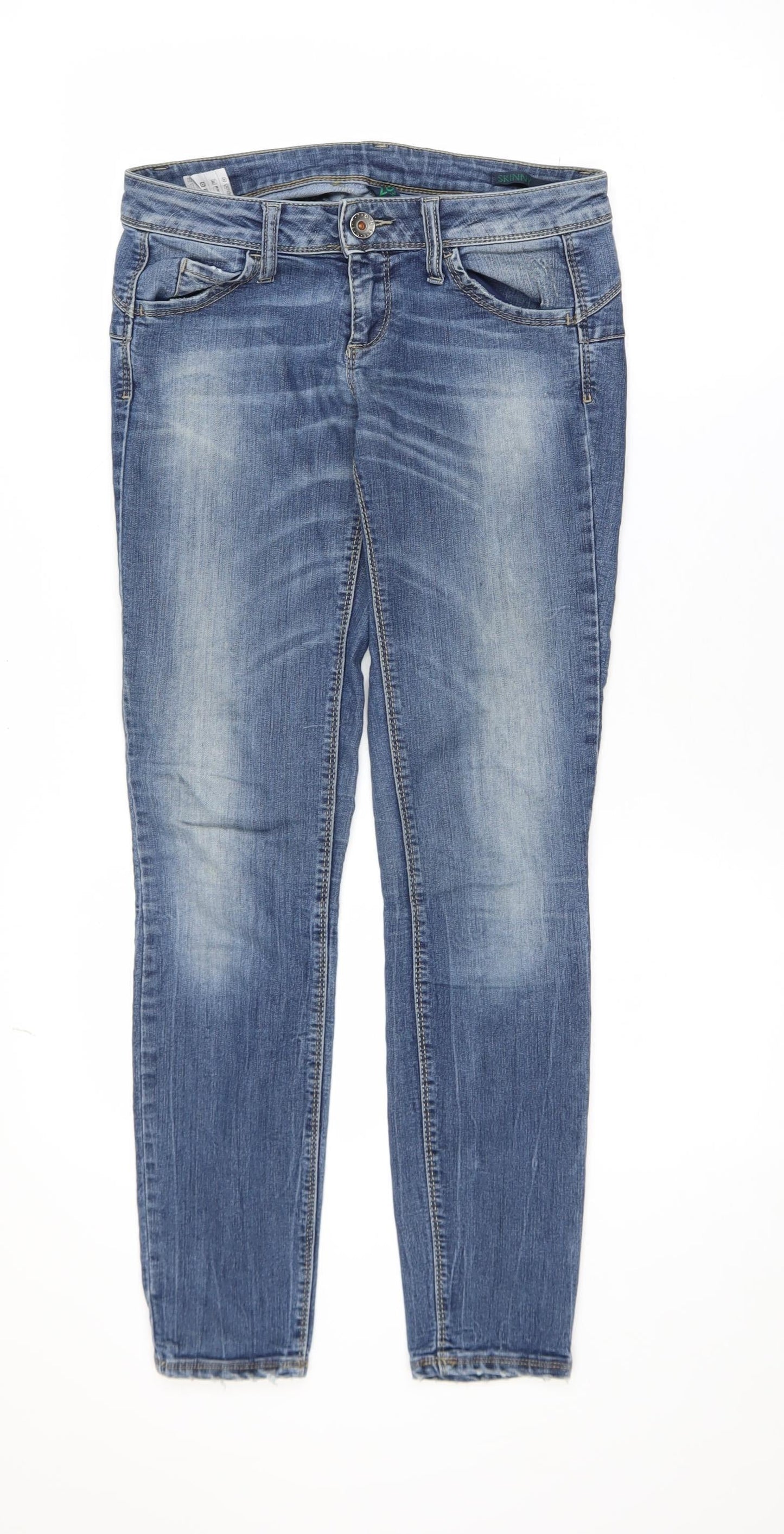 Benetton Womens Blue Skinny Denim Jeans Size 28 Slim Fit