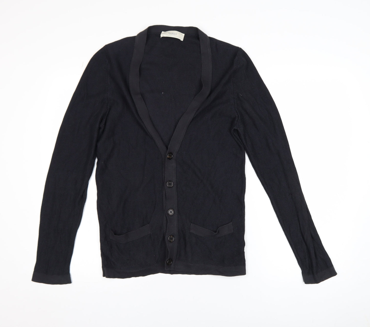 Pringle of Scotland Men’s Black Cotton Silk Cardigan S Slim Fit